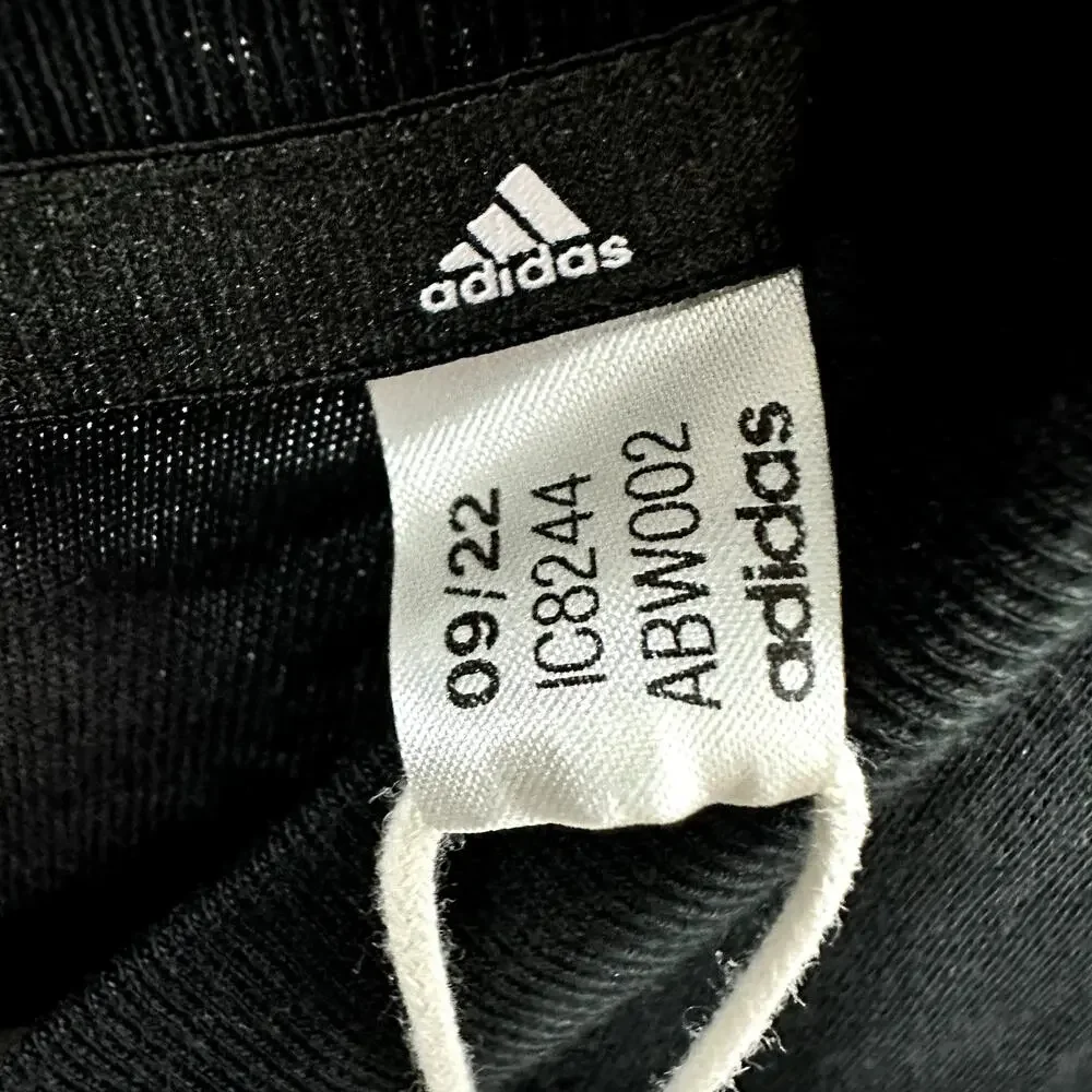 Adidas NWT Men's‎ Large Black Short Sleeve Shirt White Logo Stripes Long Active